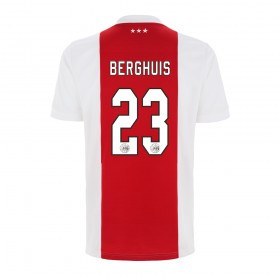 Fußballtrikots Ajax Amsterdam Steven Berghuis 23 2021-2022 Kurzarm Heimtrikotsatz kaufen